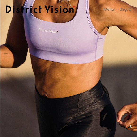 NWT District Vision Run Sports Bra Lilac size XS Twin Layer Medium Support - Picture 1 of 9